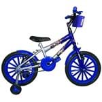 Ficha técnica e caractérísticas do produto Bicicleta Infantil Aro 16 Prata Azul Kit Azul Promocional
