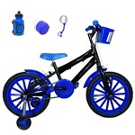 Ficha técnica e caractérísticas do produto Bicicleta Infantil Aro 16 Preta Kit Azul C/ Acessórios - Flexbikes