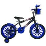 Ficha técnica e caractérísticas do produto Bicicleta Infantil Aro 16 Preta Kit Azul Promocional