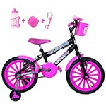 Ficha técnica e caractérísticas do produto Bicicleta Infantil Aro 16 Preta Kit Pink C/Acessórios