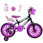 Ficha técnica e caractérísticas do produto Bicicleta Infantil Aro 16 Preta Kit Pink C/Cadeirinha para Boneca