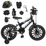 Ficha técnica e caractérísticas do produto Bicicleta Infantil Aro 16 Preta Kit Preto C/Capacete, Kit Proteção e Acelerador