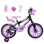 Ficha técnica e caractérísticas do produto Bicicleta Infantil Aro 16 Preta Kit Rosa Bebê C/Cadeirinha para Boneca