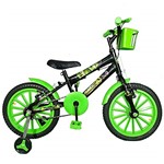Ficha técnica e caractérísticas do produto Bicicleta Infantil Aro 16 Preta Kit Verde Promocional