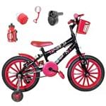 Ficha técnica e caractérísticas do produto Bicicleta Infantil Aro 16 Preta Kit Vermelho C/Acelerador Sonoro