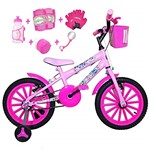 Ficha técnica e caractérísticas do produto Bicicleta Infantil Aro 16 Rosa Bebê Kit Pink C/Acessórios e Kit Proteção