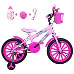 Ficha técnica e caractérísticas do produto Bicicleta Infantil Aro 16 Rosa Bebê Kit Pink C/Acessórios