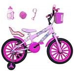 Ficha técnica e caractérísticas do produto Bicicleta Infantil Aro 16 Rosa Bebê Kit Pink C/Cadeirinha para Boneca
