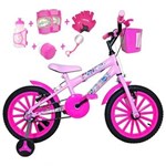 Ficha técnica e caractérísticas do produto Bicicleta Infantil Aro 16 Rosa Bebê Kit Pink com Acessórios e Kit Proteção