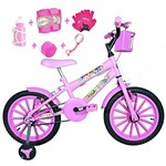 Ficha técnica e caractérísticas do produto Bicicleta Infantil Aro 16 Rosa Bebê Kit Rosa Bebê C/Acessórios e Kit Proteção