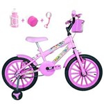 Ficha técnica e caractérísticas do produto Bicicleta Infantil Aro 16 Rosa Bebê Kit Rosa Bebê C/ Acessórios