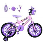 Ficha técnica e caractérísticas do produto Bicicleta Infantil Aro 16 Rosa Bebê Kit Roxo C/Acessórios