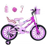 Ficha técnica e caractérísticas do produto Bicicleta Infantil Aro 16 Rosa Bebê Pink Kit Rosa Bebê C/Cadeirinha para Boneca