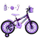 Ficha técnica e caractérísticas do produto Bicicleta Infantil Aro 16 Roxa Kit Lilás C/Acessórios