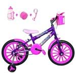 Ficha técnica e caractérísticas do produto Bicicleta Infantil Aro 16 Roxa Kit Pink C/Acessórios