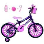 Ficha técnica e caractérísticas do produto Bicicleta Infantil Aro 16 Roxa Kit Rosa Bebê C/Acessórios