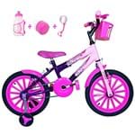 Ficha técnica e caractérísticas do produto Bicicleta Infantil Aro 16 Roxa Rosa Bebê Kit Pink C/Acessórios