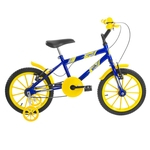 Ficha técnica e caractérísticas do produto Bicicleta Infantil Aro 16 Ultra Bikes Azul E Amarela Com Rodinhas