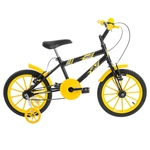 Ficha técnica e caractérísticas do produto Bicicleta Infantil Aro 16 Ultra Bikes Preta E Amarela Com Rodinhas