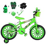 Ficha técnica e caractérísticas do produto Bicicleta Infantil Aro 16 Verde Claro Kit Verde C/Acessórios e Kit Proteção