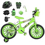 Ficha técnica e caractérísticas do produto Bicicleta Infantil Aro 16 Verde Claro Kit Verde C/Capacete, Kit Proteção e Acelerador