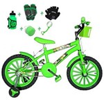 Ficha técnica e caractérísticas do produto Bicicleta Infantil Aro 16 Verde Claro Kit Verde com Acessórios e Kit Proteção