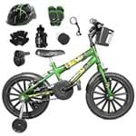 Ficha técnica e caractérísticas do produto Bicicleta Infantil Aro 16 Verde Escuro Kit Preto C/Capacete, Kit Proteção e Acelerador