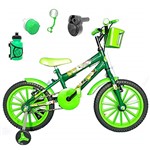 Ficha técnica e caractérísticas do produto Bicicleta Infantil Aro 16 Verde Escuro Kit Verde C/Acelerador Sonoro