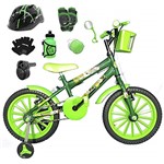 Ficha técnica e caractérísticas do produto Bicicleta Infantil Aro 16 Verde Escuro Kit Verde C/Capacete, Kit Proteção e Acelerador