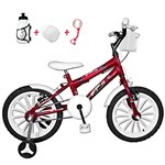 Ficha técnica e caractérísticas do produto Bicicleta Infantil Aro 16 Vermelha Kit Branco C/Acessórios