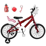 Ficha técnica e caractérísticas do produto Bicicleta Infantil Aro 16 Vermelha Kit Branco C/ Cadeirinha Para Boneca