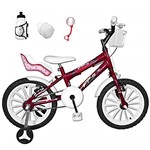 Ficha técnica e caractérísticas do produto Bicicleta Infantil Aro 16 Vermelha Kit Branco C/Cadeirinha para Boneca
