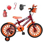 Ficha técnica e caractérísticas do produto Bicicleta Infantil Aro 16 Vermelha Kit Laranja C/Acelerador Sonoro