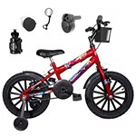 Ficha técnica e caractérísticas do produto Bicicleta Infantil Aro 16 Vermelha Kit Preto C/Acelerador Sonoro