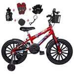 Ficha técnica e caractérísticas do produto Bicicleta Infantil Aro 16 Vermelha Kit Preto C/Acessórios e Kit Proteção