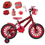 Ficha técnica e caractérísticas do produto Bicicleta Infantil Aro 16 Vermelha Kit Vermelho C/ Capacete e Kit Proteção