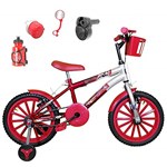 Ficha técnica e caractérísticas do produto Bicicleta Infantil Aro 16 Vermelha Prata Kit Vermelho C/Acelerador Sonoro