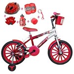 Ficha técnica e caractérísticas do produto Bicicleta Infantil Aro 16 Vermelha Prata Kit Vermelho com Capacete e Kit Proteção