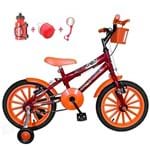Ficha técnica e caractérísticas do produto Bicicleta Infantil Aro 16 Vermelho Kit Laranja C/Acessórios