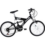 Ficha técnica e caractérísticas do produto Bicicleta Infantil Polimet Full Suspension Aro 20 Kanguru - Preto