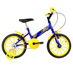 Bicicleta Infantil Aro 16 Ultra Bikes Azul E Amarela Com Rodinhas