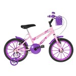 Bicicleta Infantil Ultra Bikes Aro 16 com Rodinhas Rosa Bebê/lilás