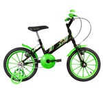 Bicicleta Infantil Ultra Bikes Aro 16 Preta e Verde com Rodinhas