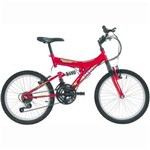 Ficha técnica e caractérísticas do produto Bicicleta Kanguru Full Suspension Aro 20 V-brake Infantil 18v