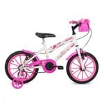 Ficha técnica e caractérísticas do produto Bicicleta Kiss com Cesta Aro 16 Free Action Branco com Rosa