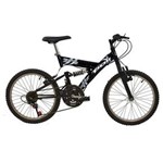 Ficha técnica e caractérísticas do produto Bicicleta Polimet Full Suspension Aro 20 Preto Kanguru 18v 7041