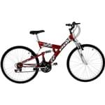 Ficha técnica e caractérísticas do produto Bicicleta Polimet Kanguru Aro 26 18 Marchas Full Suspension - Vermelha