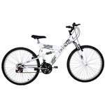 Ficha técnica e caractérísticas do produto Bicicleta Polimet Kanguru Full Suspension Aro 26 V-brake 18v Branca