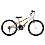 Bicicleta Rebaixada 18 Marchas Aro 24 Laranja e Branco Ultra Bikes