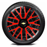 Ficha técnica e caractérísticas do produto Calota Aro 14 Corsa Hatch Sedan Onix Prisma Meriva Black Red